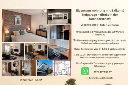 Helle, freundliche 2 Zimmer Wohnung mit Balkon, TG mit eigenem St - Plochingen