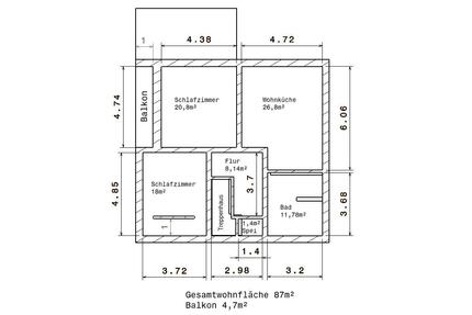 Wohnung 87m2 - 1.090,00&nbsp;EUR Kaltmiete, ca.&nbsp; 87,00&nbsp;m&sup2; in Osterhofen (PLZ: 94486)