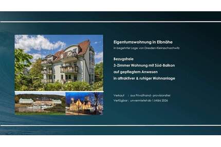 3-Zimmer Wohnung in Elbnähe in begehrter Lage in Dresden-Kleinzschachwitz - Dresden - Kleinzschachwitz