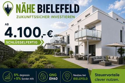 Bei BIELEFELD: 6er QNG-NEUBAU. Invest mit doppelt AfA plus KfW296- Förderung.