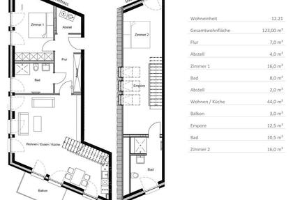 Tabakfabrik Steinfurt; 123 qm- Wohnung; 3 Zimmer+Balkon+ 2 Bäder