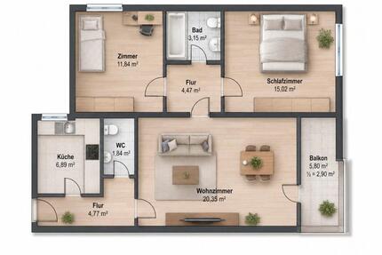 Unterhaching | Helle 3-Zimmer-Wohnung mit Balkon & Aufzug