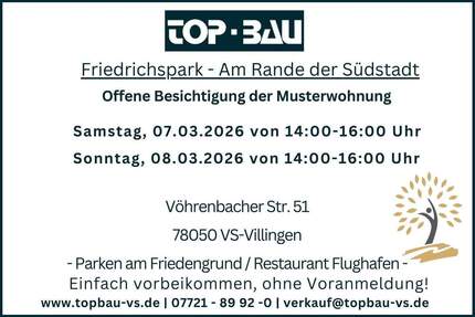 Friedrichspark Haus A5: Praktisch geschnittene Wohnung mit sonniger West-Terrasse und kleinem Garten - Villingen-Schwenningen