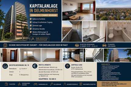 Wohnung zum Kaufen in Delmenhorst 92.500,00 € 51.44 m²