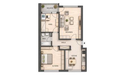 Freiwerdende 3 Zimmer Wohnung - 199.000,00&nbsp;EUR Kaufpreis, ca.&nbsp; 71,00&nbsp;m&sup2; in Wesseling (PLZ: 50389)