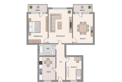 4 - Zimmer- Wohnung mit Garten und 2 Balkonen - Leverkusen Bergisch Neukirchen