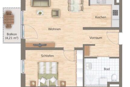 Barrierefreie Mietwohnung - 750,00&nbsp;EUR Kaltmiete, ca.&nbsp; 59,00&nbsp;m&sup2; in Aschaffenburg (PLZ: 63743) Gailbach