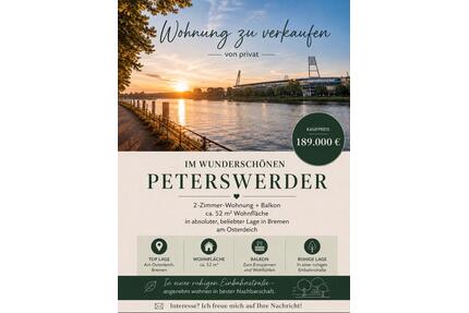 2 Zimmer Wohnung mit Balkon, Peterswerder (Privatverkauf) - Bremen Östliche Vorstadt