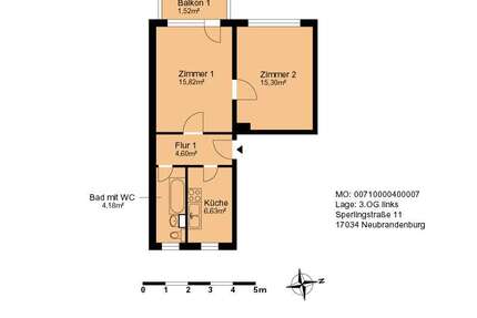 Wohnung zum Mieten in Neubrandenburg 339,00 € 48.4 m²
