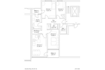4-Zimmer Wohnung mit 2 Balkon und EBK in Waiblingen - Winnenden