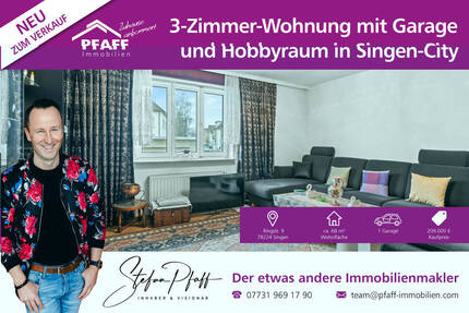 Zuhause ankommen in Singen-City! 3 Zi.-Whg. mit kleinem Garten, Hobby- und 2 Kellerräumen