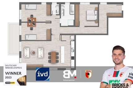 Wohnung zum Kaufen in Augsburg 1.105.000,00 € 139.56 m²
