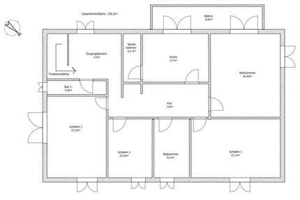 3 Zimmer Wohnung 130m2 mit Garten und Balkon - Brokstedt