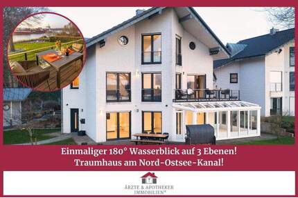 Einmaliger 180° Wasserblick auf 3 Ebenen! Traumhaus am Nord-Ostsee-Kanal! - Schacht-Audorf