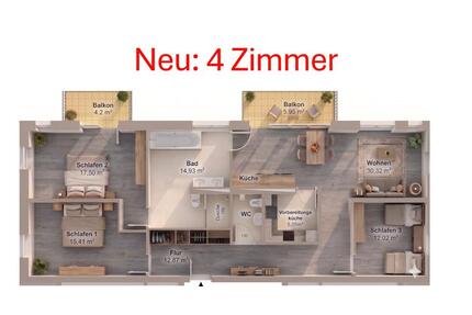 Elegantes Wohnen: 121m² 4-Zimmer-Wohnung, Home-Office, Klima-Decke & 2 Balkonen - Beeskow