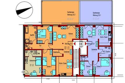3-3,5Zimmer, KfW40, Erstbezug, Wärmepumpe, große Dachterrasse - Eberhardzell