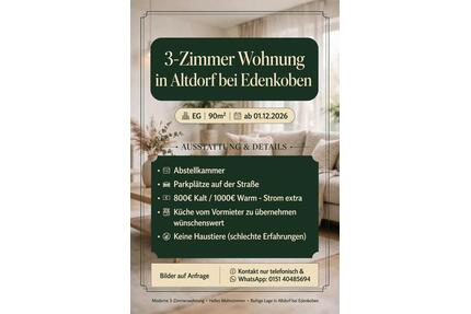 3 ZKB in AltdorfPfalz - 800,00&nbsp;EUR Kaltmiete, ca.&nbsp; 90,00&nbsp;m&sup2; in Freimersheim (Pfalz) (PLZ: 67482)