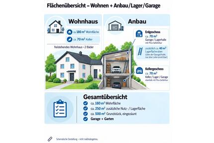Zu Vermieten: 180 m² Wohnhaus + ca. 250 m² Lager-Garagenflächen - Ilbesheim bei Landau in der Pfalz