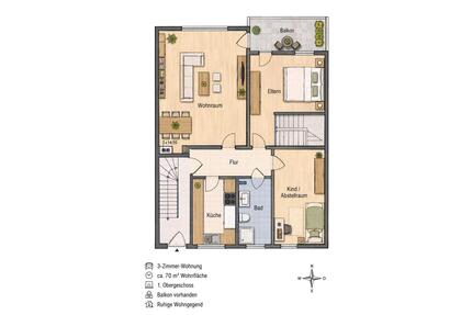 Schöne 3,5-Zimmer-Wohnung mit Balkon in ruhiger Lage zu Vermieten - Oberhausen Osterfeld
