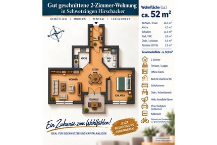 Gut geschnittene 2-Zimmer-Eigentumswohnung in Schwetzingen