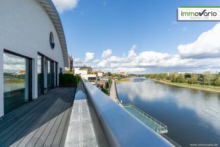 Exklusive Penthousewohnung auf 2 Ebenen mit Blick auf die Elbe, Fußbodenheizung und großer Terrasse! - Magdeburg