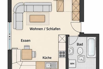 Helle 1-Zimmer-Wohnung mit EBK&Badewanne in Ellwangen-Kernstadt - Ellwangen (Jagst)