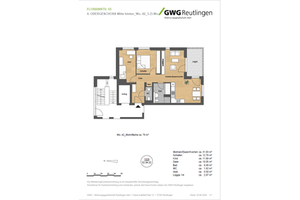Wohnung zum Mieten in Metzingen 962,50 € 77 m²