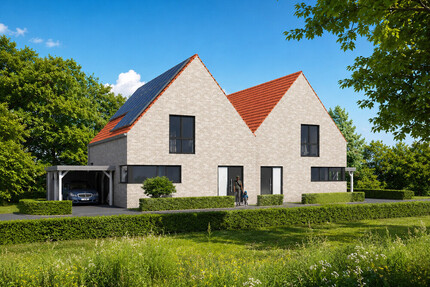 Zwei exklusive Neubau-Doppelhaushälften mit familienfreundlichem Wohnkonzept & Privatteich - Münster / Albachten