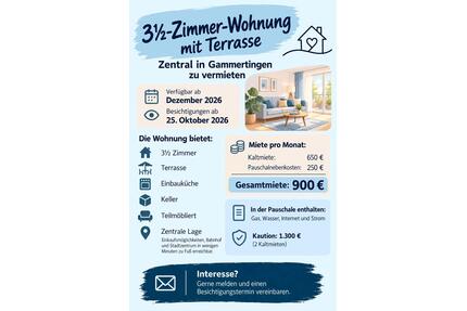 3,5 Zimmer- Wohnung mit Terrasse in Gammertingen
