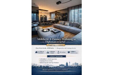 Möblierte 4-Zimmer Wohnung – Diplomatenviertel Berlin – 135 m²