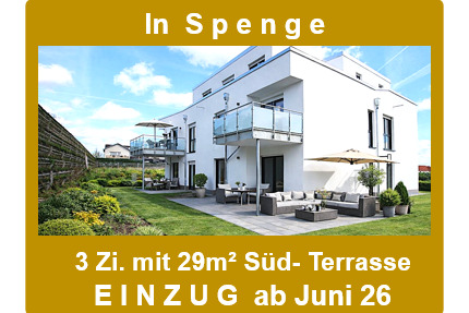 In SPENGE: 3 Zi. Neubau-ETW. mit 29m² Süd- Terrasse. EINZUG ab Juni 26. - Bielefeld Jöllenbeck