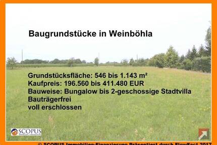 Verfügbare Baugrundstücke (546 bis 1.143 m²) für Ihr Traumhaus in ruhiger, grüner Lage von Weinböhla