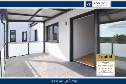 klimatisierte Dachgeschoss-Wohnung mit Sichtgebälk, großem Balkon und Aufzug - Limburgerhof