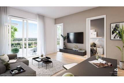 Mit Blick über München: Moderne 1,5-Zi.-Whg. mit Duschbad u. Balkon