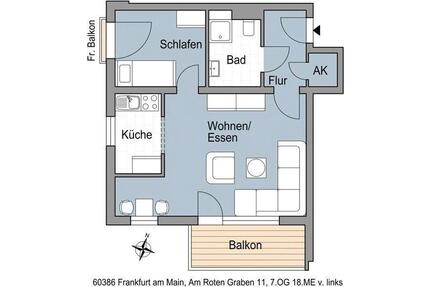 Schicke 1, 5 Zimmerwohnung mit Balkon - Frankfurt am Main Ost