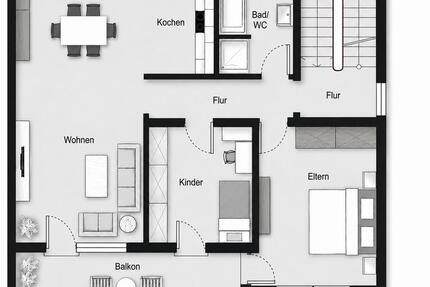 4-ZKB Wohnung mit Balkon - 850,00&nbsp;EUR Kaltmiete, ca.&nbsp; 80,00&nbsp;m&sup2; in Friedrichsthal (PLZ: 66299)