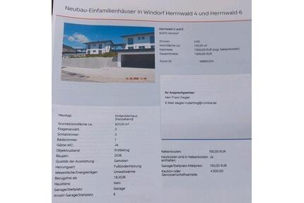 Neubau Einfamilienhaus - 1.500,00&nbsp;EUR Kaltmiete, ca.&nbsp; 135,00&nbsp;m&sup2; in Windorf (PLZ: 94575)