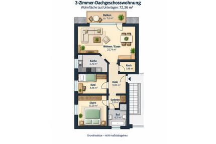 3-Zimmer-Dachgeschosswohnung mit Balkon & 2 Stellplätz - Saarlouis
