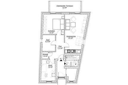 3-Raum-Wohnung EG mit Terrasse, Erdgeschoss Wohnung, Erstbezug - Bützow