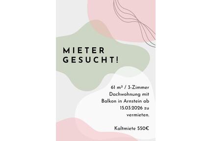 3-Zimmer Wohnung - 780,00&nbsp;EUR Kaltmiete, ca.&nbsp; 61,00&nbsp;m&sup2; in Arnstein (PLZ: 97450)