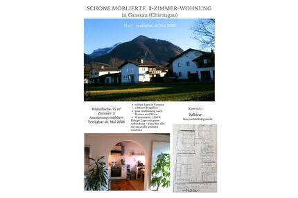 Schöne möblierte 3-Zimmer-Wohnung mit Bergblick in Grassau (Chiem - Staudach-Egerndach