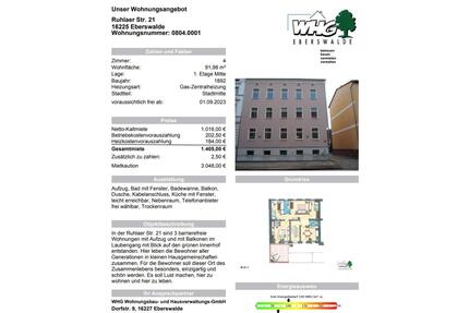 Nachmieter zum 01.05. (ggf auch früher), 4-Zimmer-Wohnung - Eberswalde