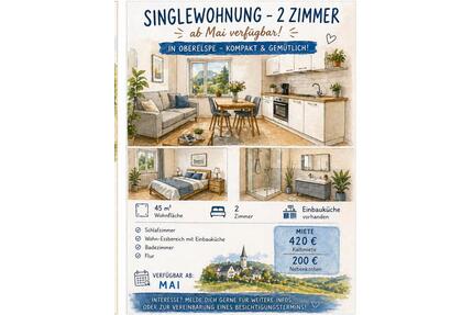 Wohnung in Oberelspe - 420,00&nbsp;EUR Kaltmiete, ca.&nbsp; 45,00&nbsp;m&sup2; in Lennestadt (PLZ: 57368)