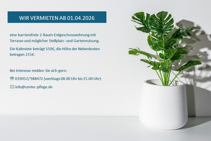 2-Raum Wohnung in Eilsleben - 550,00&nbsp;EUR Kaltmiete, ca.&nbsp; 50,00&nbsp;m&sup2; in Eilsleben (PLZ: 39365)