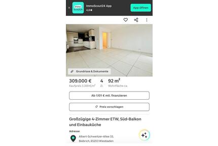 Großzügige 4-Zimmer ETW, Süd-Balkon und Einbauküche in Wiesbaden - Wenden
