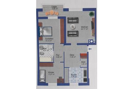 3-Zimmer Wohnung in Bordesholm zu vermieten