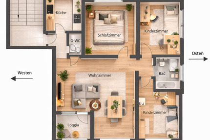 Frisch sanierte Wohnung 96 m² mit Loggia, Garage & Keller - Oberhausen Biefang