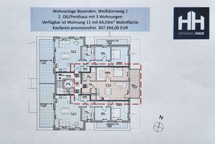 Wohnung zum Kaufen in Niedersachsen - Bovenden 307.344,00 € 64.03 m²