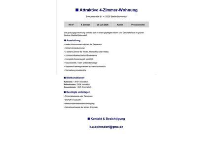 4- Zimmer- Wohnung mit Kamin in Berlin Bohnsdorf zu vermieten