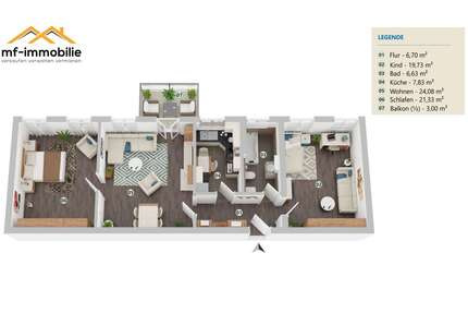 elegante 3-Zimmer Wohnung in Mariental 90 m² mit Tageslicht-Bad